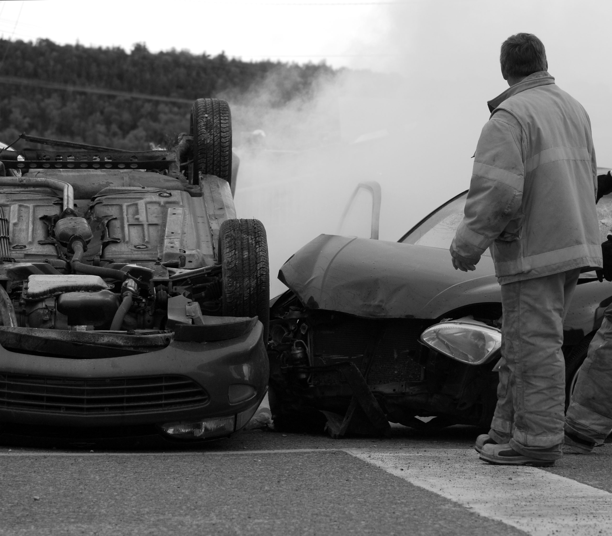 Fireman at Car Accident