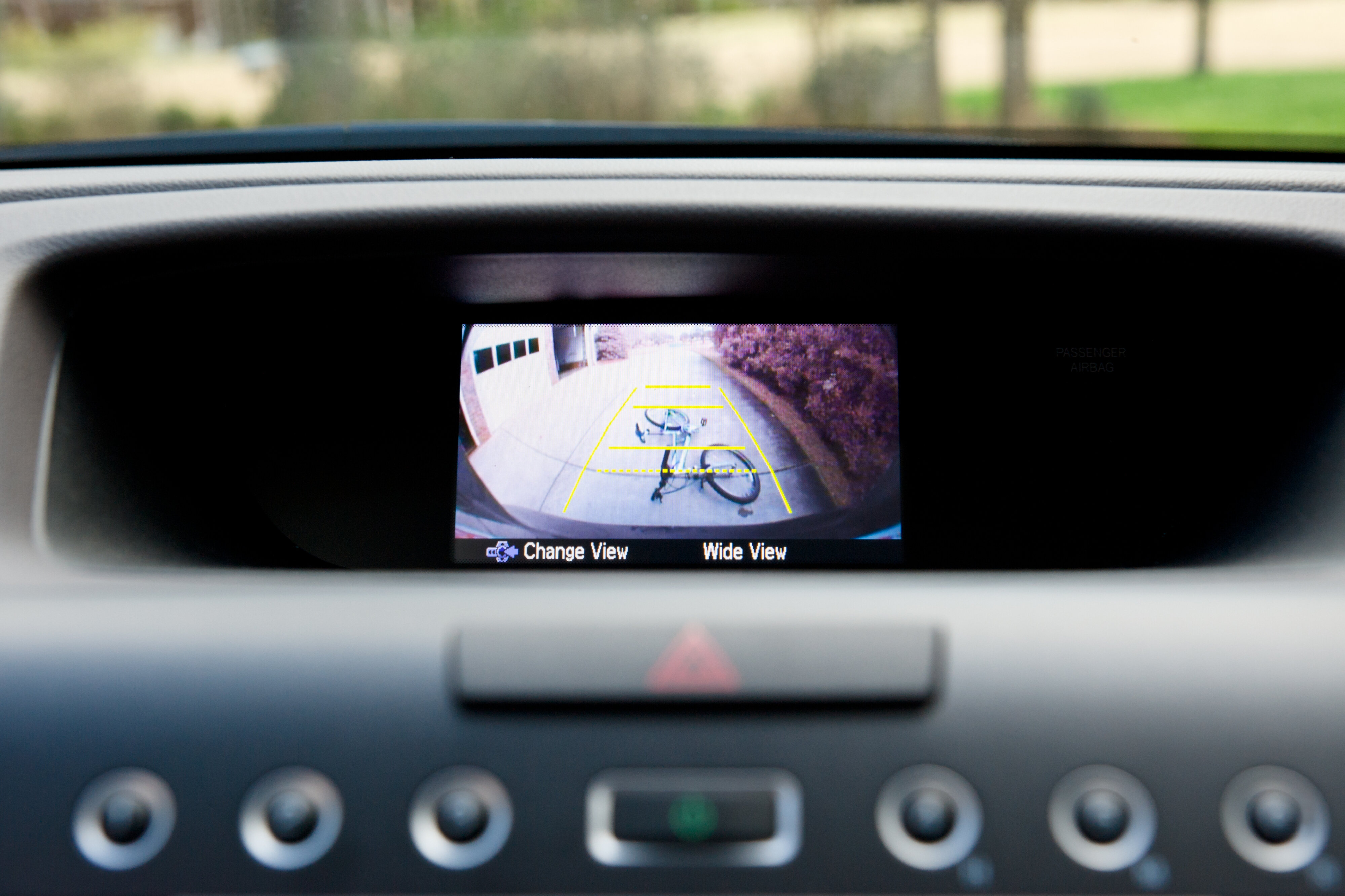 View of a reverse camera inside a car