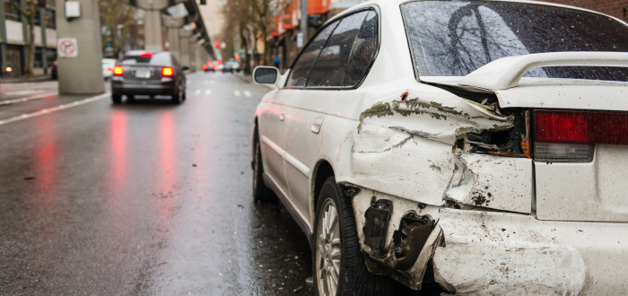 A car suffers a hit and run accident while parked