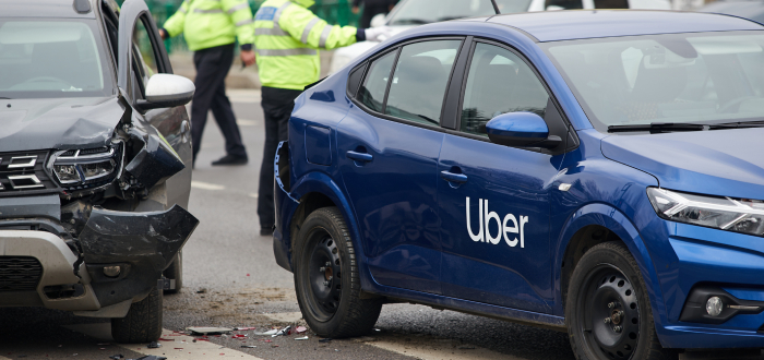 An uber gets into an accident