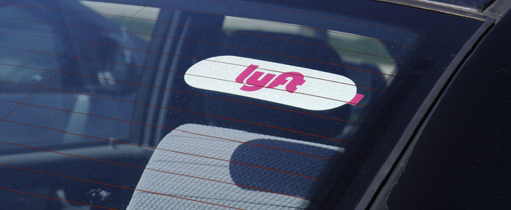 LYFT Sticker on the windshield of a car