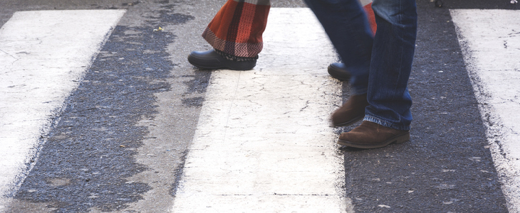 Pedestrians crossing a crosswalk