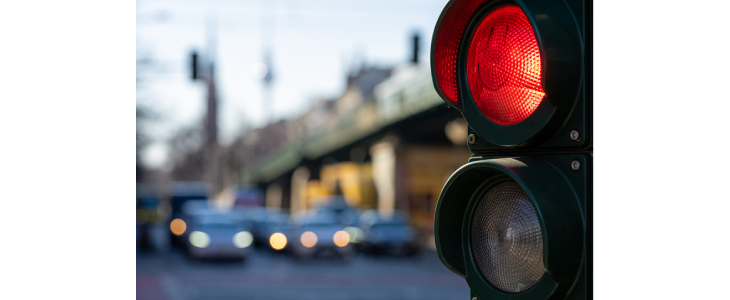 Cars waiting at a red light