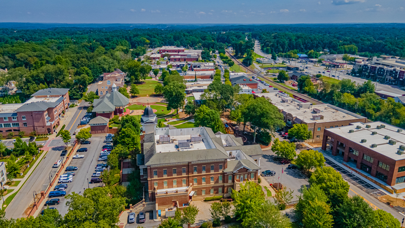 Buildings in the downtown of Duluth, GA