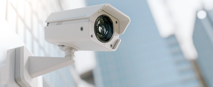 CCTV camera installed on wall of the building.