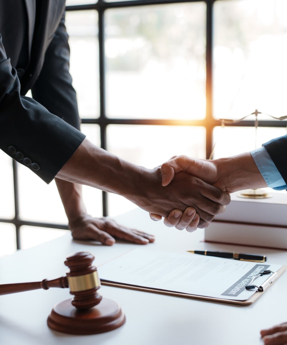 Businessman and lawyer shaking hands